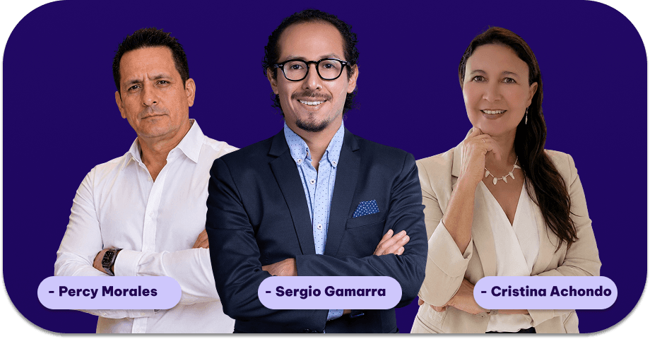 Percy Morales, Sergio Gamarra y Cristina Achondo, invitados del episodio del podcast de App2Grow sobre coaching ejecutivo y liderazgo